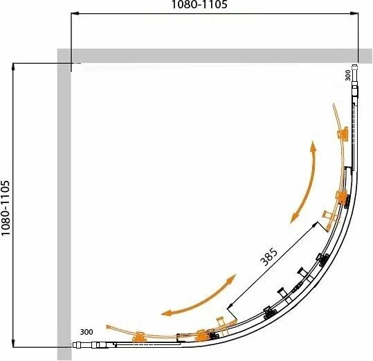 Душевой уголок (110х110) CEZARES MOLVENO MOLVENO-R-22-80+30-P-Cr